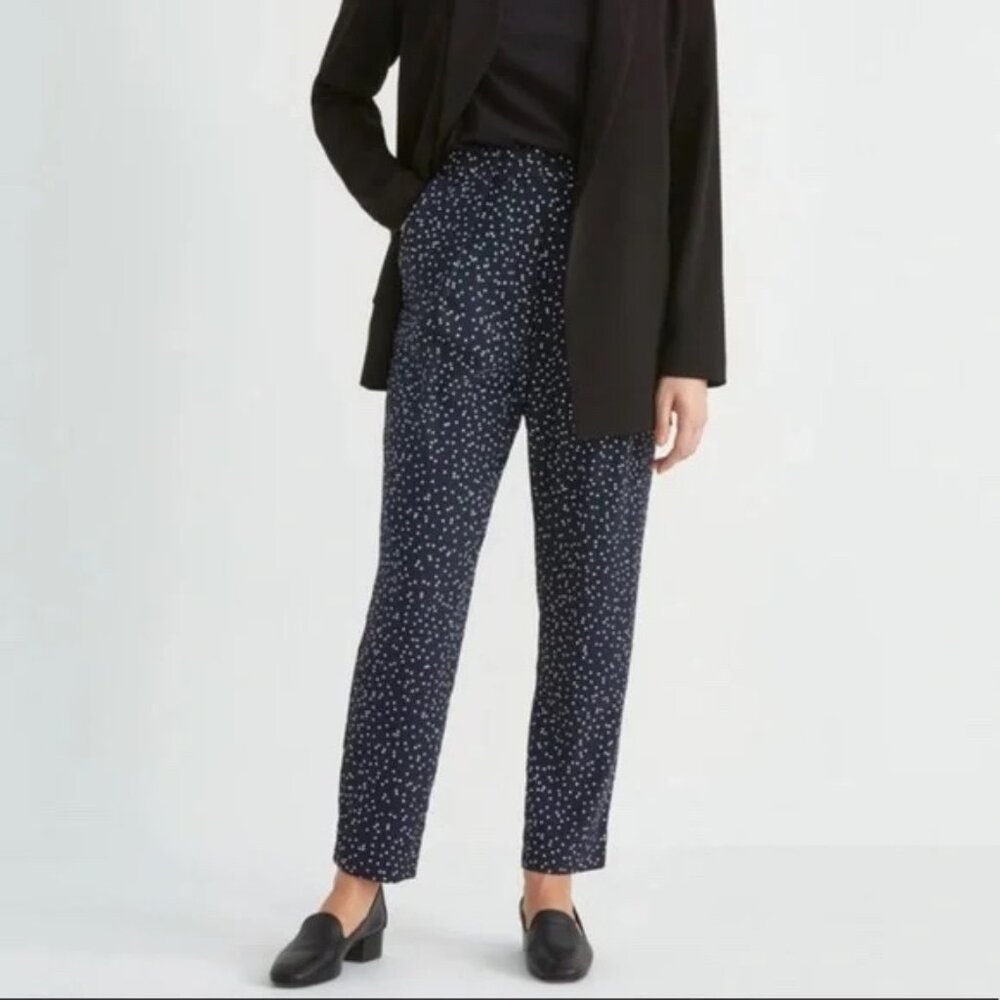 Dropped Crotch Trouser in Printed Blue Dots